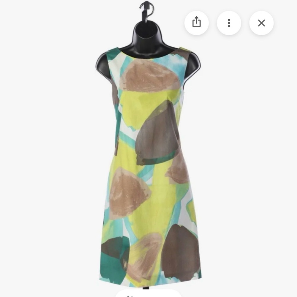 Piazza Sempione Sleeveless Abstract Print Sheath Dress - Green Multi
